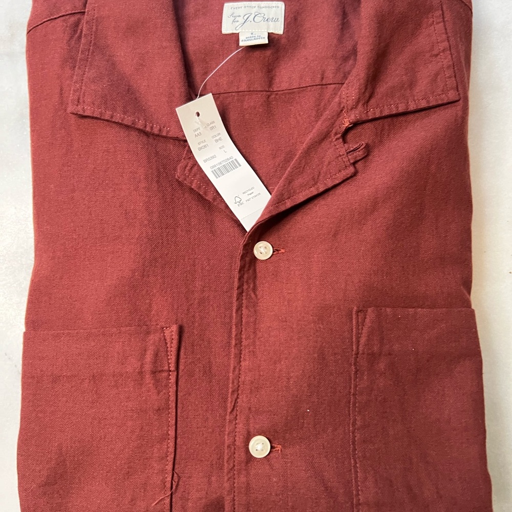 Cotton/ Wool long sleeve camp collar shirt from JCrew! - Picture 3 of 5